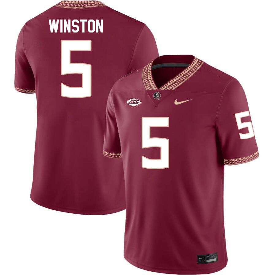 #5 Jameis Winston Florida State Seminoles Jerseys Football Stitched-Maroon